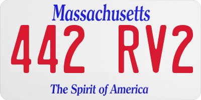 MA license plate 442RV2