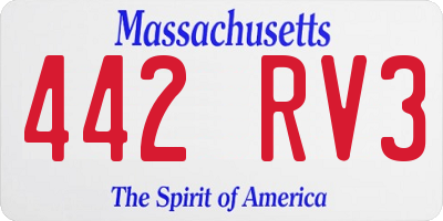 MA license plate 442RV3