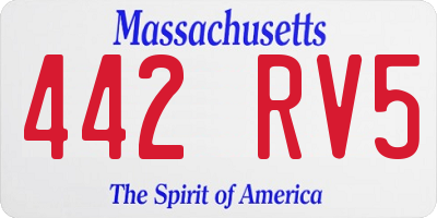 MA license plate 442RV5