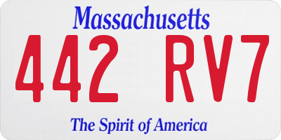 MA license plate 442RV7