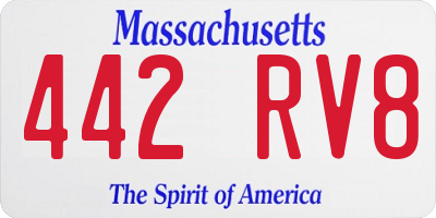MA license plate 442RV8