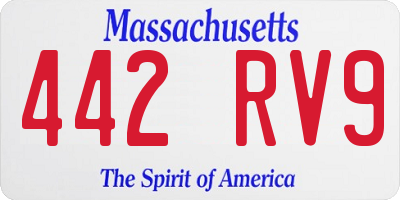 MA license plate 442RV9