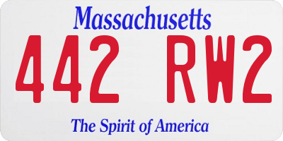 MA license plate 442RW2