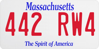 MA license plate 442RW4
