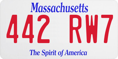 MA license plate 442RW7