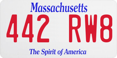 MA license plate 442RW8
