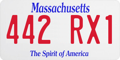 MA license plate 442RX1