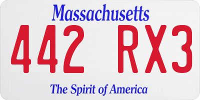 MA license plate 442RX3