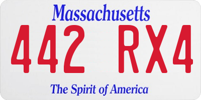 MA license plate 442RX4