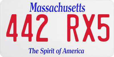 MA license plate 442RX5