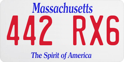 MA license plate 442RX6