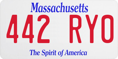 MA license plate 442RY0