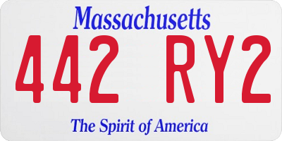 MA license plate 442RY2