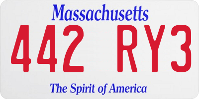 MA license plate 442RY3
