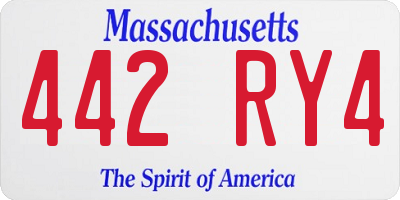 MA license plate 442RY4