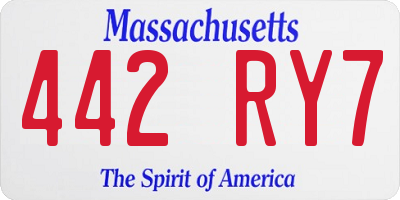 MA license plate 442RY7