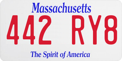 MA license plate 442RY8