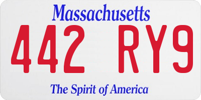 MA license plate 442RY9