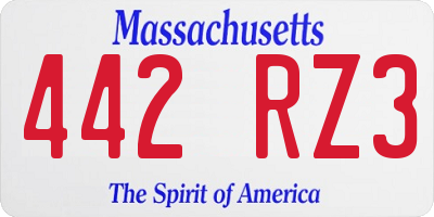 MA license plate 442RZ3