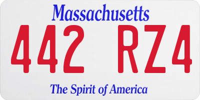 MA license plate 442RZ4