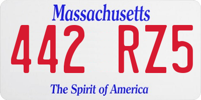 MA license plate 442RZ5