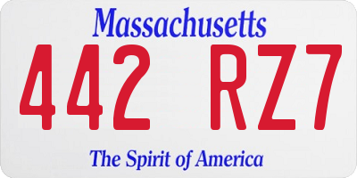 MA license plate 442RZ7
