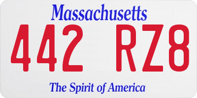 MA license plate 442RZ8