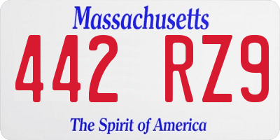 MA license plate 442RZ9