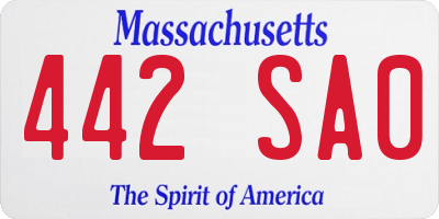MA license plate 442SA0
