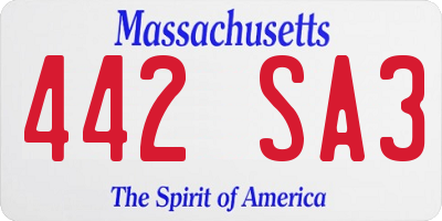 MA license plate 442SA3