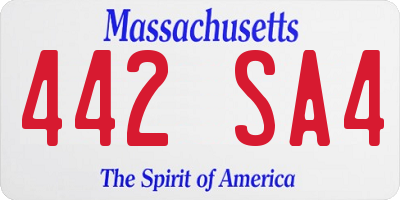 MA license plate 442SA4