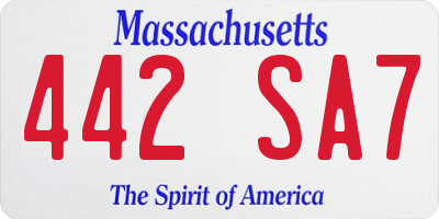 MA license plate 442SA7