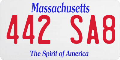 MA license plate 442SA8