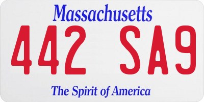 MA license plate 442SA9