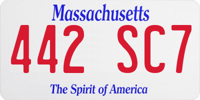 MA license plate 442SC7
