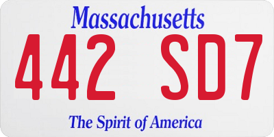 MA license plate 442SD7