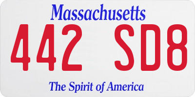 MA license plate 442SD8