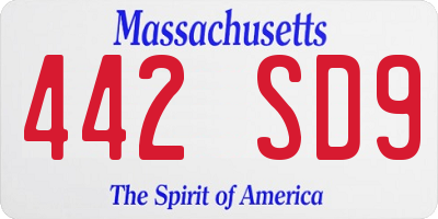 MA license plate 442SD9