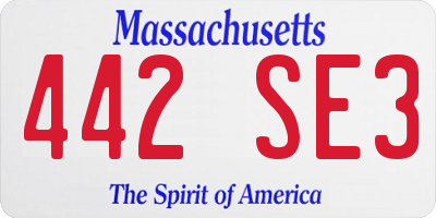 MA license plate 442SE3