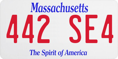 MA license plate 442SE4
