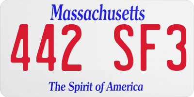 MA license plate 442SF3
