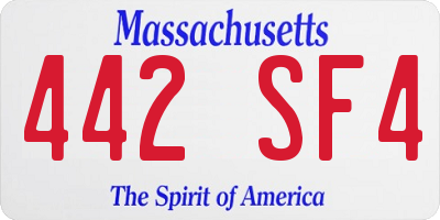 MA license plate 442SF4