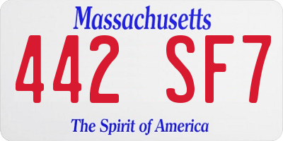 MA license plate 442SF7