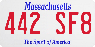 MA license plate 442SF8