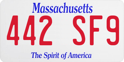 MA license plate 442SF9