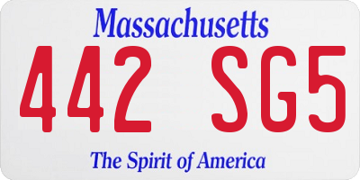 MA license plate 442SG5