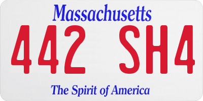 MA license plate 442SH4
