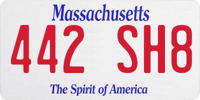 MA license plate 442SH8