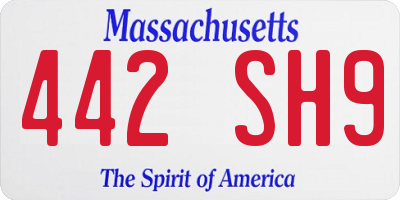 MA license plate 442SH9