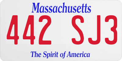 MA license plate 442SJ3